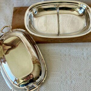 Reed & Barton Mayflower 5001 Silver Plate Double Vegetable Bowl with Lid